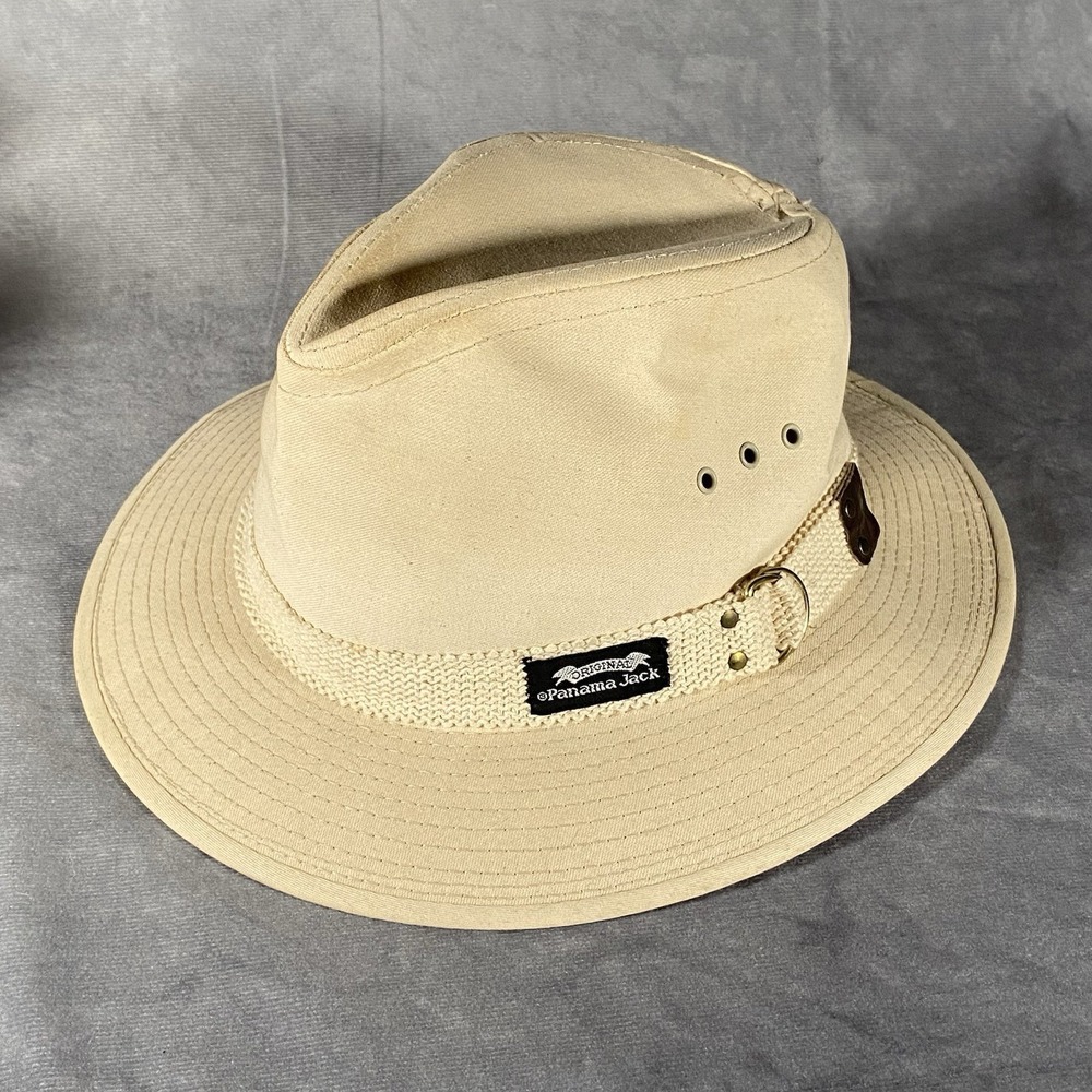 Panama Jack Safari Hat Vintage Size Medium 100% Cotton Canvas Original Khaki